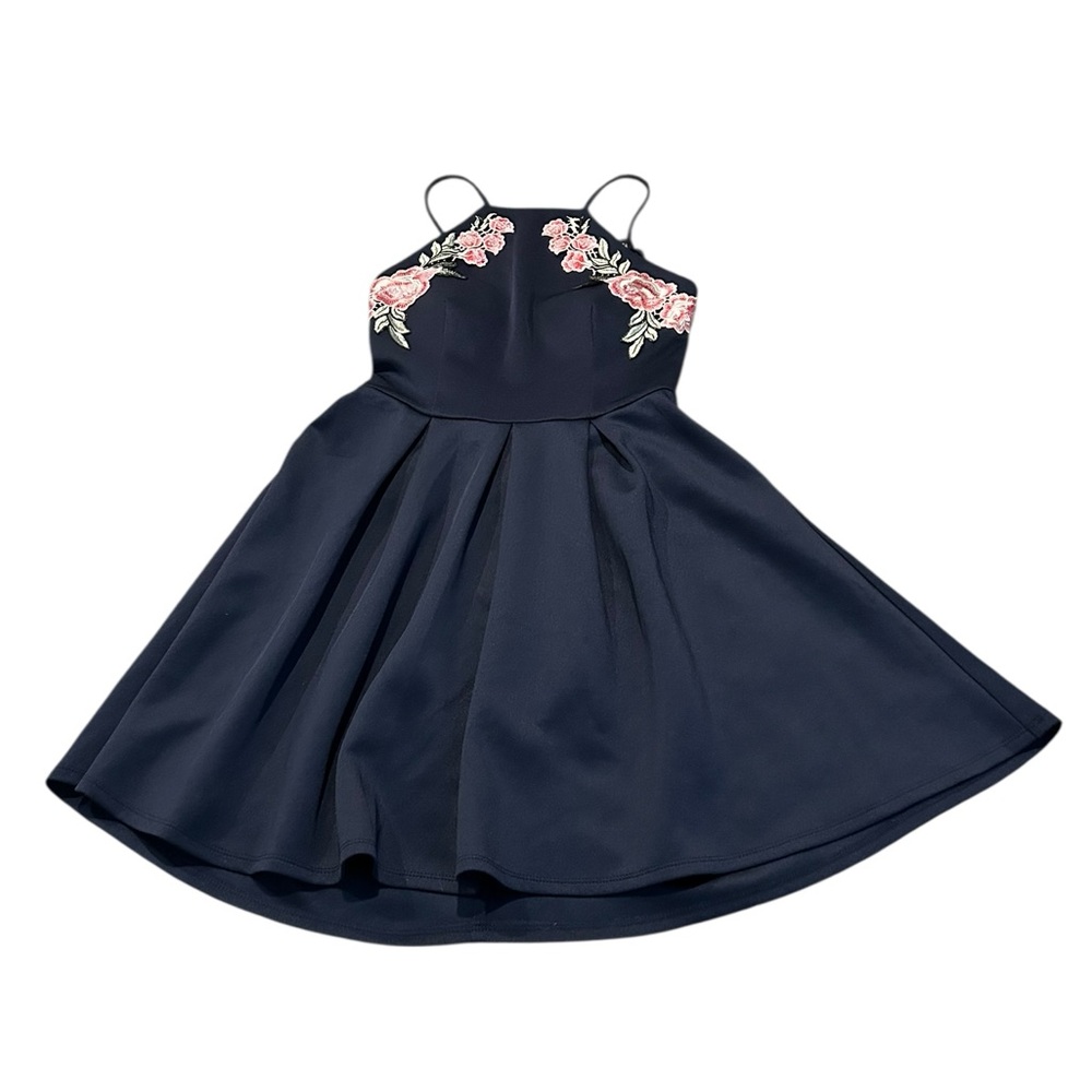 B. DARLIN blue mini dress with embroidered flowers